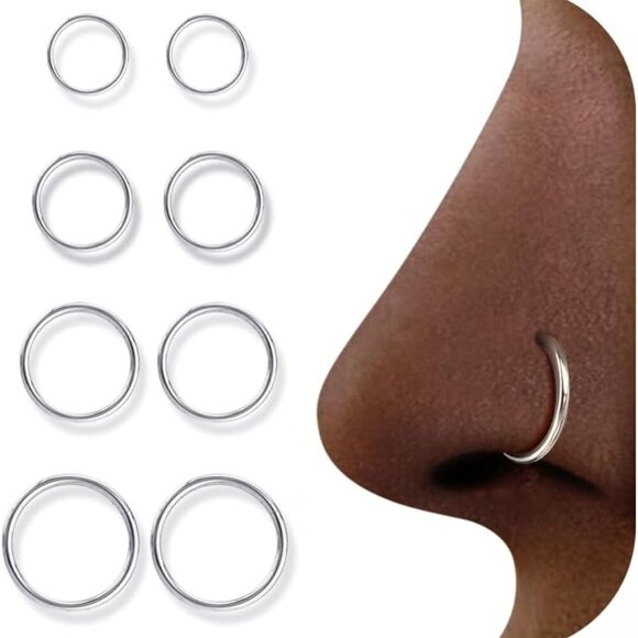 Hypoallergenic 18G Nose Rings: 8 Seamless Steel Clickers, Various Sizes 6-12MM - Picture 1 of 7